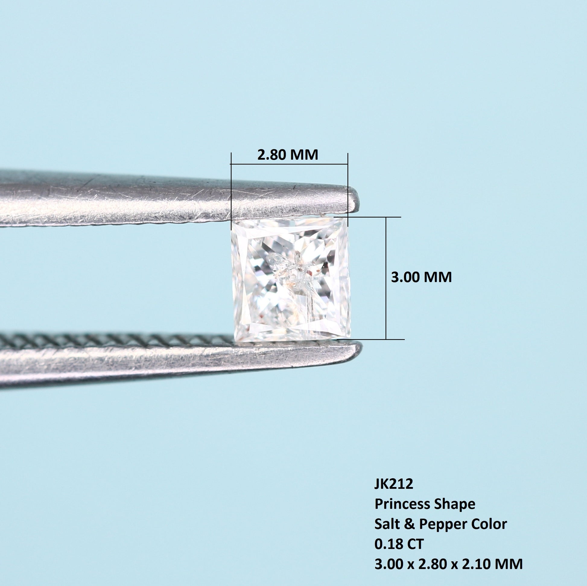 0.18 CT Salt and Pepper Princess Cut Diamond - Ideal for Engagement Rings, Necklaces, Promise Rings, Earrings, and Anniversary Gifts - JayKrishna Diamond