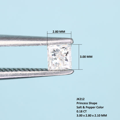 0.18 CT Salt and Pepper Princess Cut Diamond - Ideal for Engagement Rings, Necklaces, Promise Rings, Earrings, and Anniversary Gifts - JayKrishna Diamond