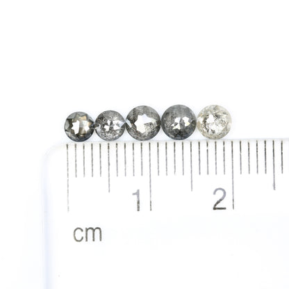 1.55 Carat Salt And Pepper Diamond Natural Loose Round Rose Cut Diamonds - JayKrishna Diamond