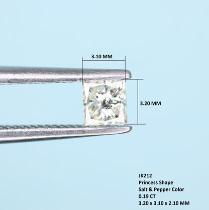 0.19 CT Princess Cut Salt and Pepper Diamond - Ideal for Engagement Rings, Necklaces, Promise Rings, Earrings, and Anniversary Gifts - JayKrishna Diamond