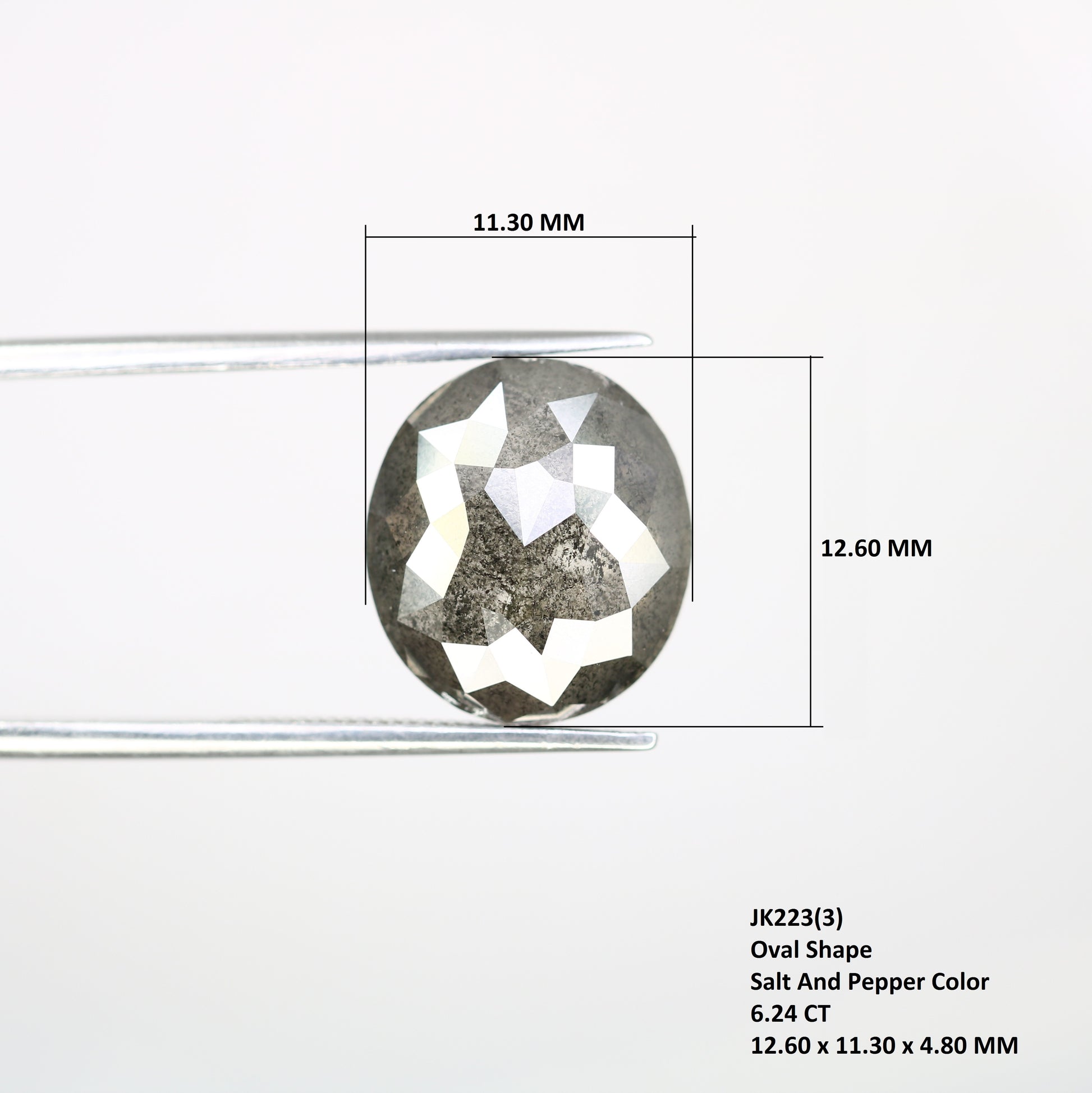 6.24 CT Salt And Pepper Oval Cut Diamond For Engagement Ring - JayKrishna Diamond