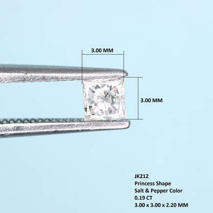 0.19 CT Salt and Pepper Princess Shape Diamond – Perfect for Engagement Rings, Necklaces, Promise Rings, Earrings & Anniversary Bracelet Gifts - JayKrishna Diamond