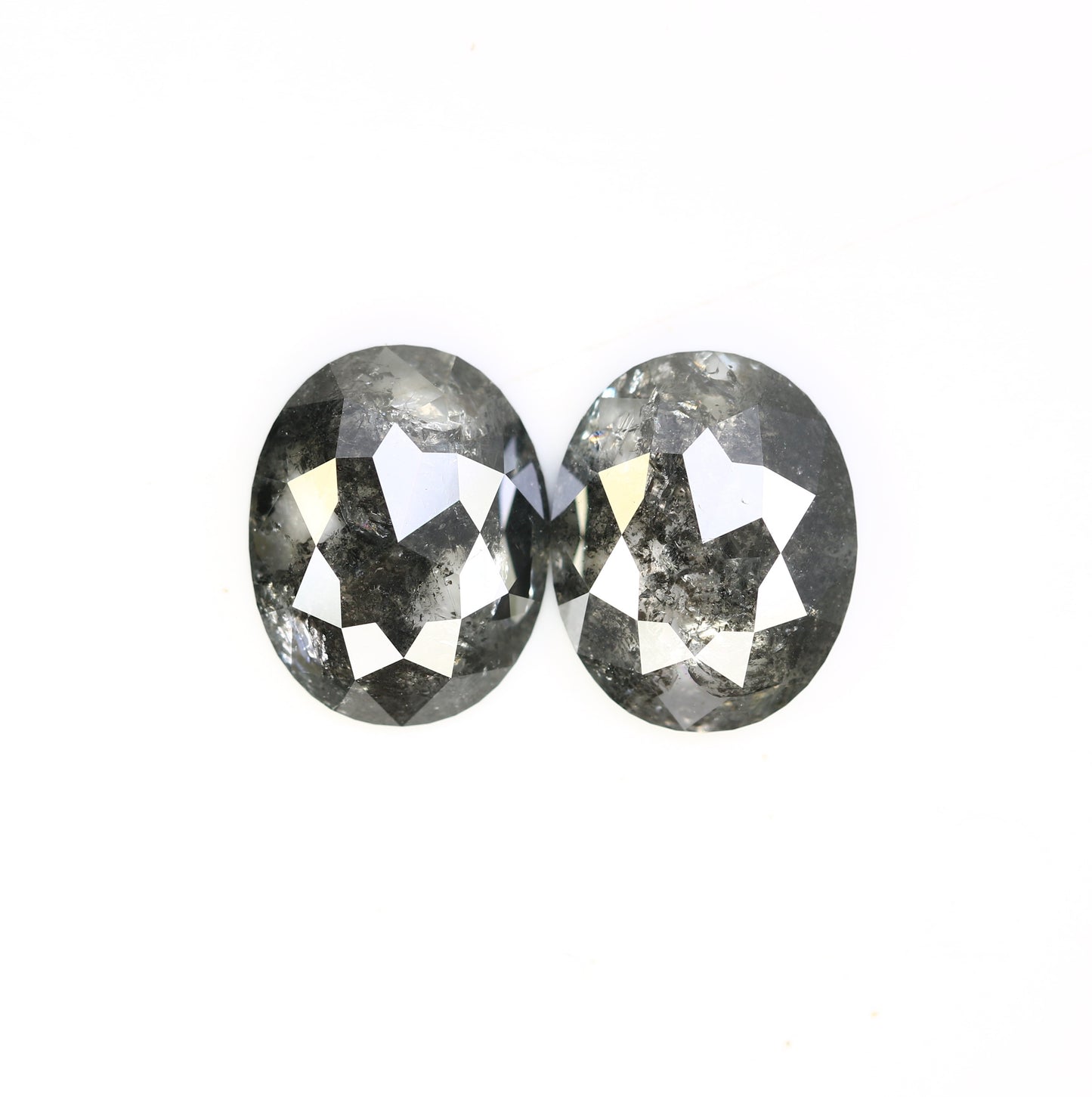 6.92 CT Oval Shape Salt And Pepper Pair Diamond For Engagement Ring - JayKrishna Diamond