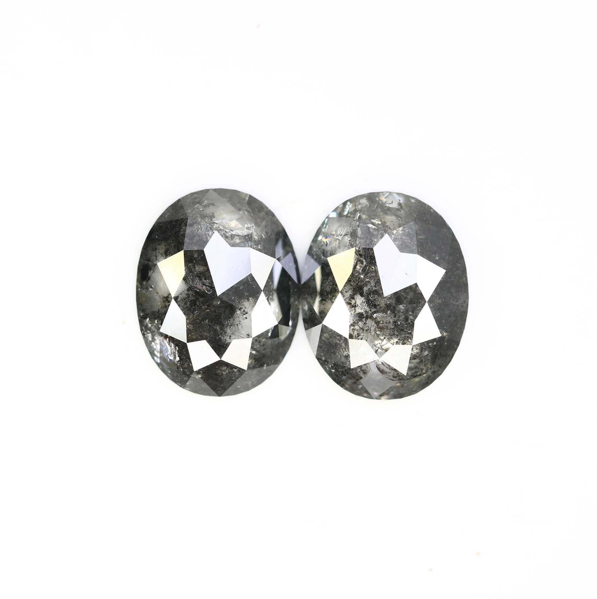 6.92 CT Oval Shape Salt And Pepper Pair Diamond For Engagement Ring - JayKrishna Diamond