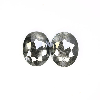 6.92 CT Oval Shape Salt And Pepper Pair Diamond For Engagement Ring - JayKrishna Diamond