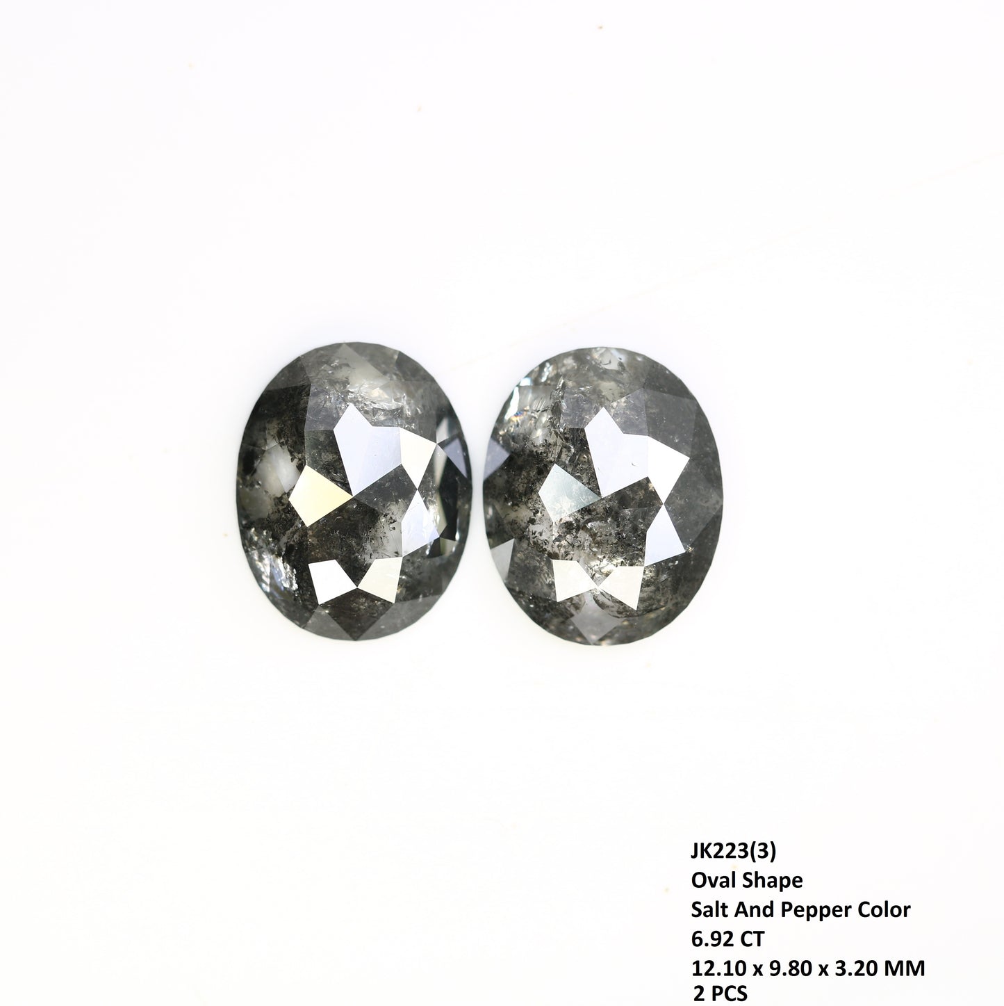 6.92 CT Oval Shape Salt And Pepper Pair Diamond For Engagement Ring - JayKrishna Diamond