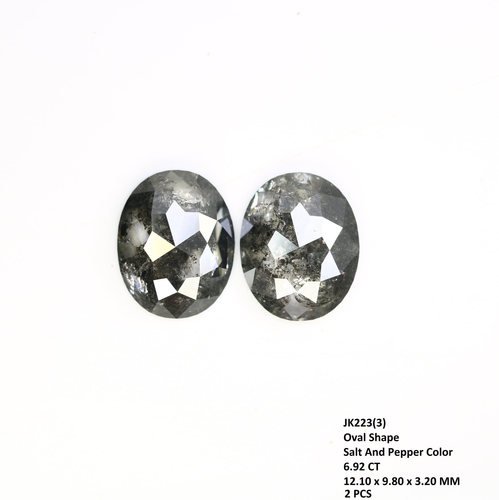 6.92 CT Oval Shape Salt And Pepper Pair Diamond For Engagement Ring - JayKrishna Diamond