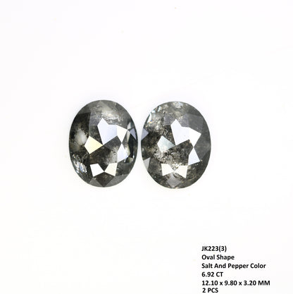 6.92 CT Oval Shape Salt And Pepper Pair Diamond For Engagement Ring - JayKrishna Diamond