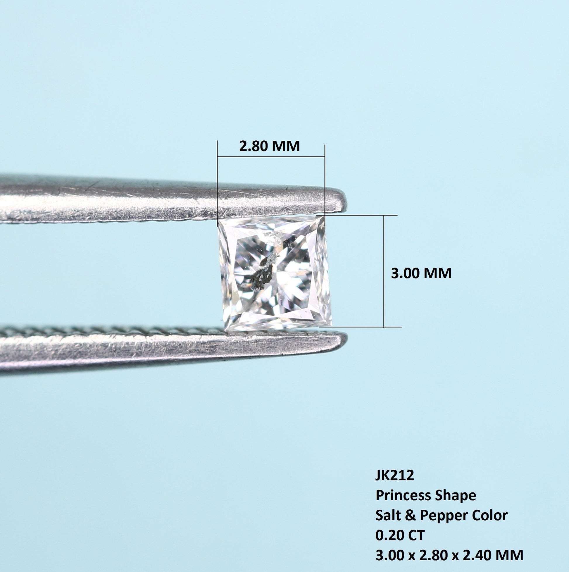 0.20 CT Princess Shape Salt and Pepper Diamond – Ideal for Engagement Rings, Necklaces, Promise Rings, Earrings & Anniversary Gifts - JayKrishna Diamond