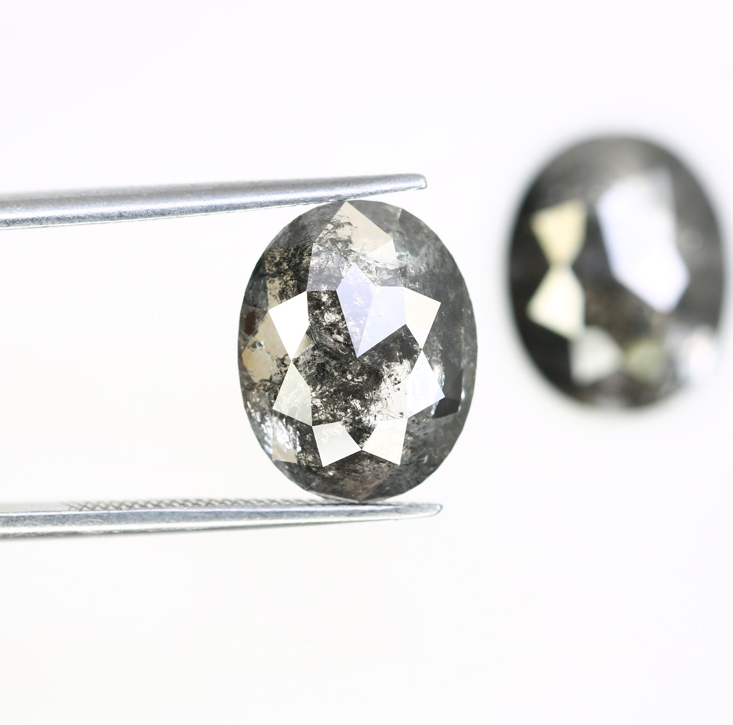 6.92 CT Oval Shape Salt And Pepper Pair Diamond For Engagement Ring - JayKrishna Diamond
