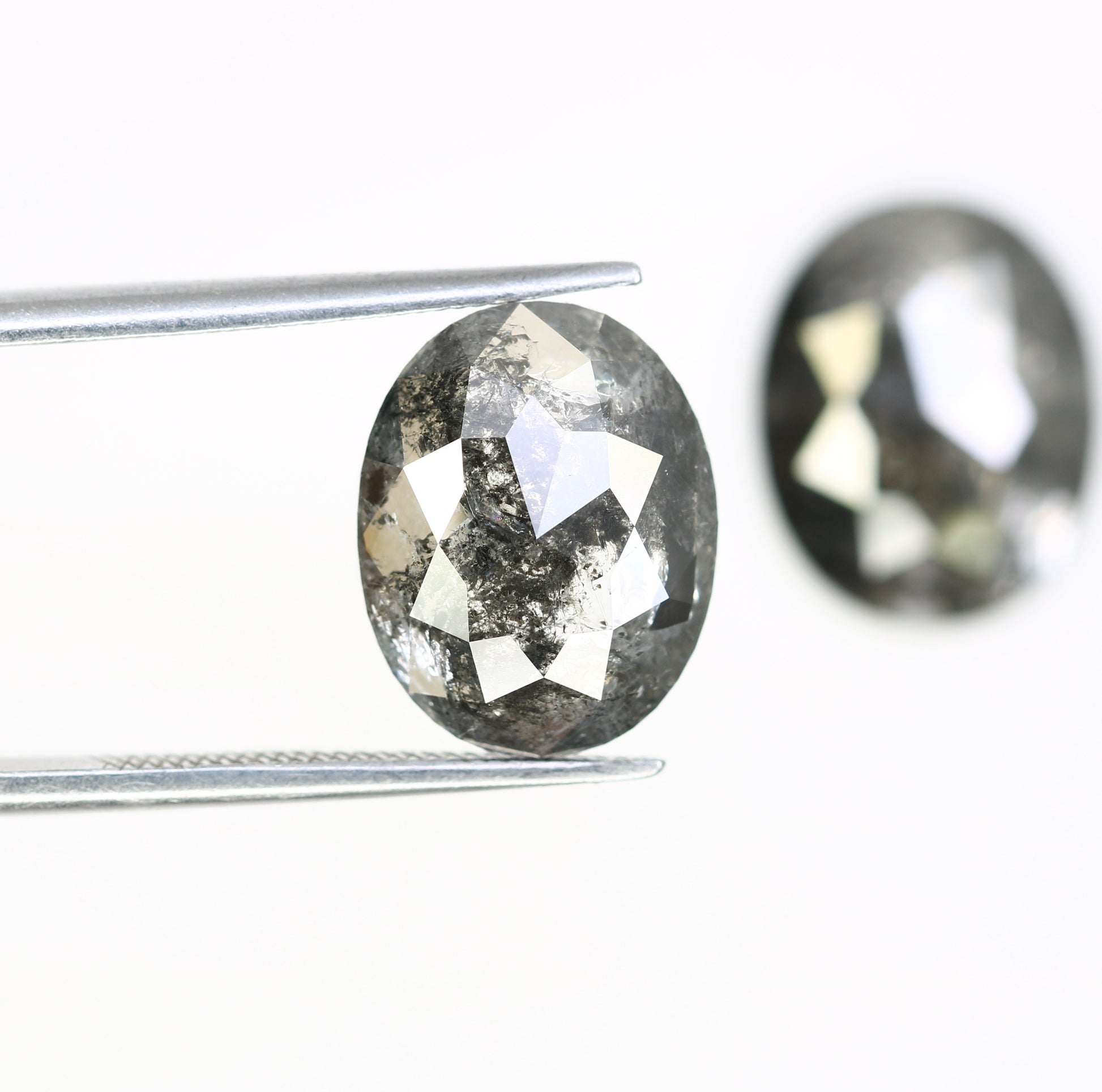 6.92 CT Oval Shape Salt And Pepper Pair Diamond For Engagement Ring - JayKrishna Diamond