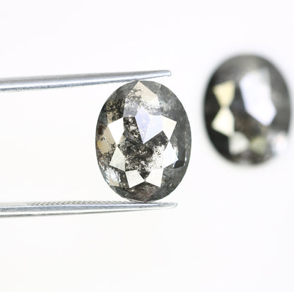 6.92 CT Oval Shape Salt And Pepper Pair Diamond For Engagement Ring - JayKrishna Diamond