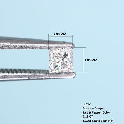 0.18 CT Salt and Pepper Princess Cut Diamond - Ideal for Engagement Rings, Diamond Necklaces, Earrings, and Bracelets - JayKrishna Diamond