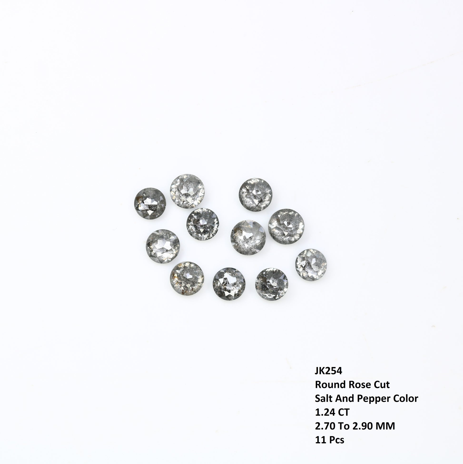 1.24 CT Round Rose Cut Salt And Pepper 2.70 to 2.90 MM Diamond For Engagement Ring - JayKrishna Diamond