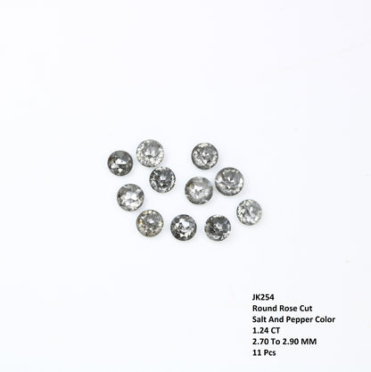 1.24 CT Round Rose Cut Salt And Pepper 2.70 to 2.90 MM Diamond For Engagement Ring - JayKrishna Diamond
