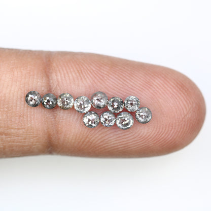1.24 CT Round Rose Cut Salt And Pepper 2.70 to 2.90 MM Diamond For Engagement Ring - JayKrishna Diamond