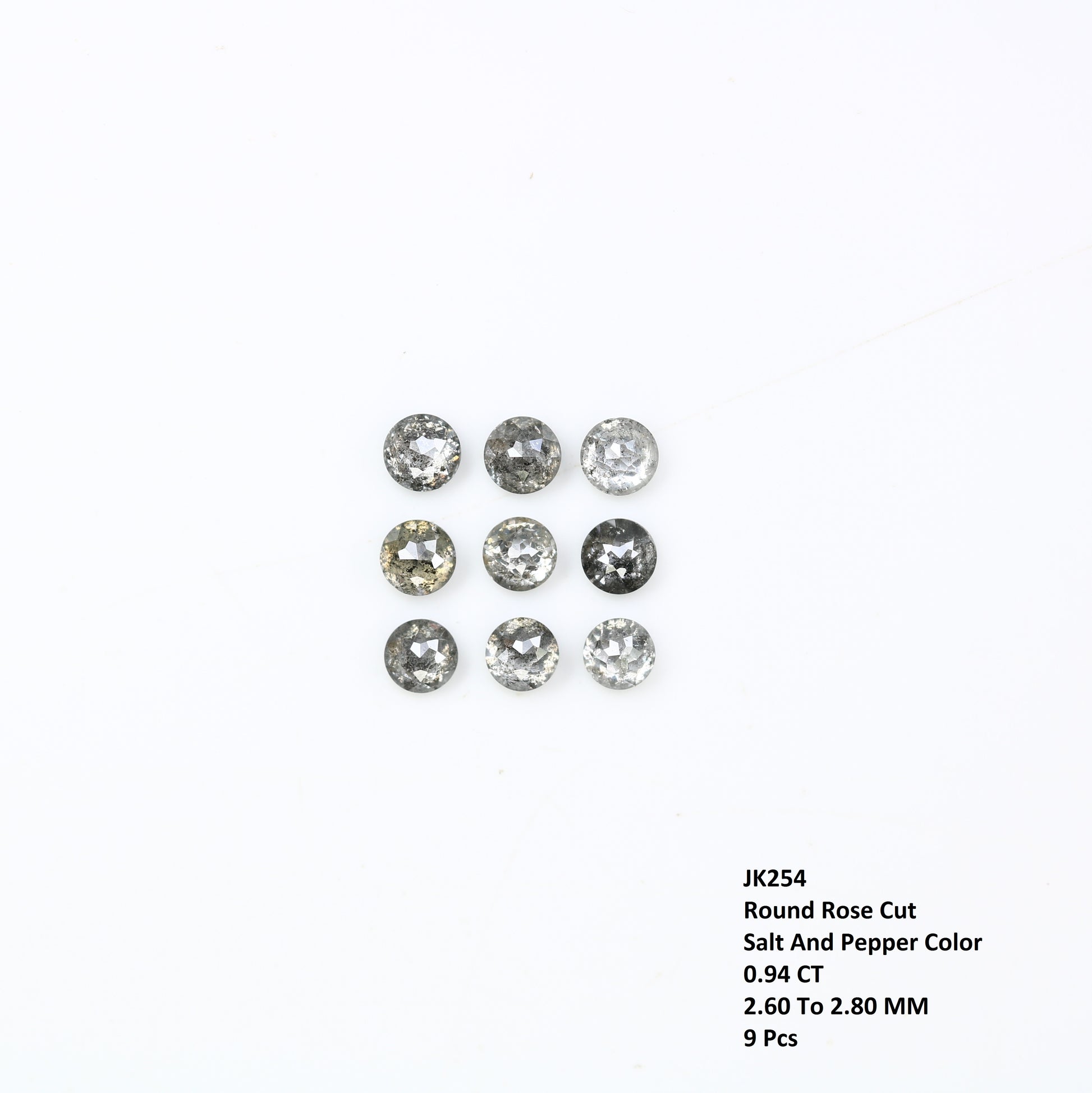 0.94 CT Salt And Pepper Round Rose Cut Diamond For Engagement Ring - JayKrishna Diamond