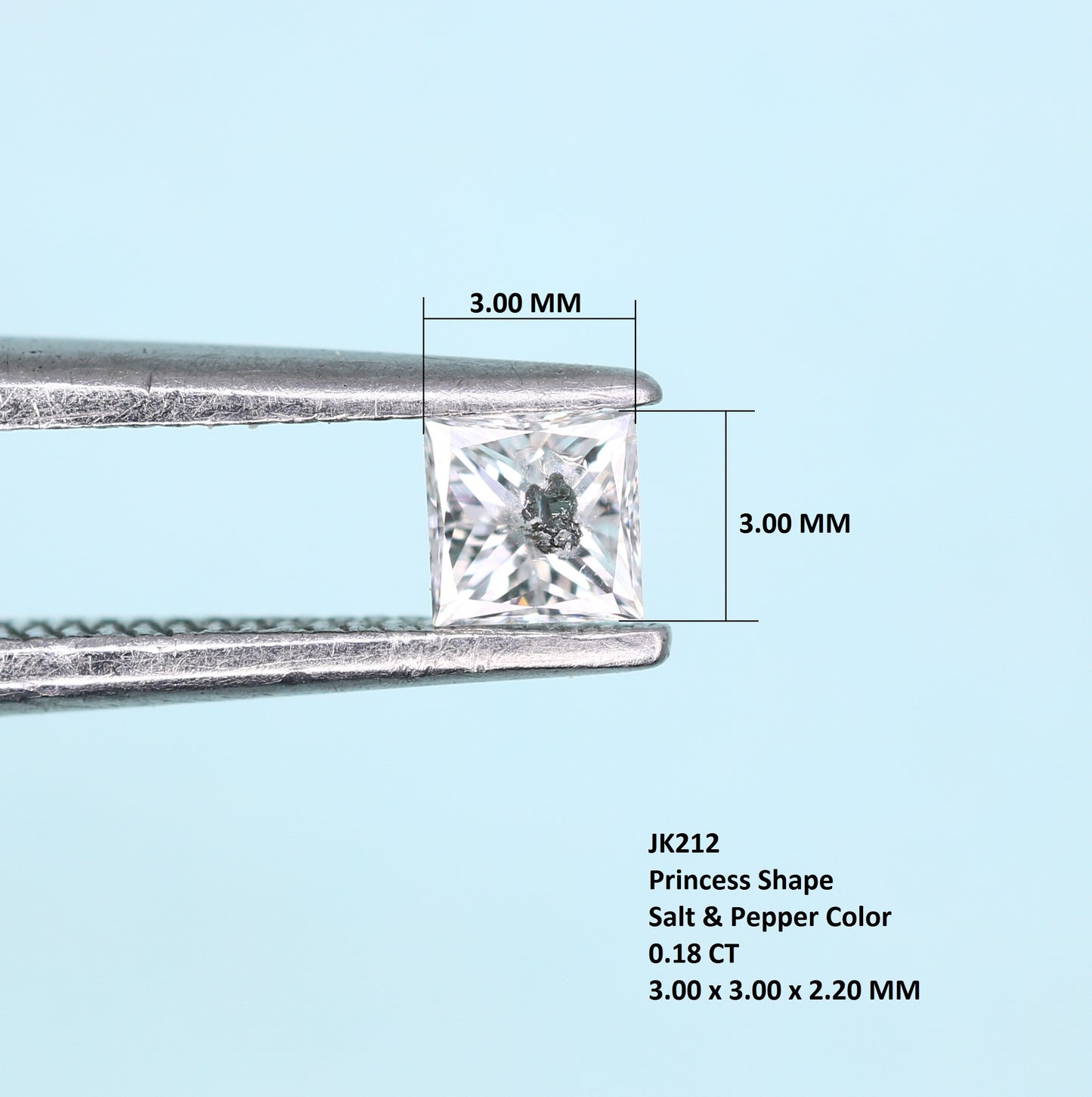 0.18 CT Princess Cut Salt and Pepper Diamond - Perfect for Engagement Rings, Necklaces, Earrings, and Custom Jewelry - JayKrishna Diamond