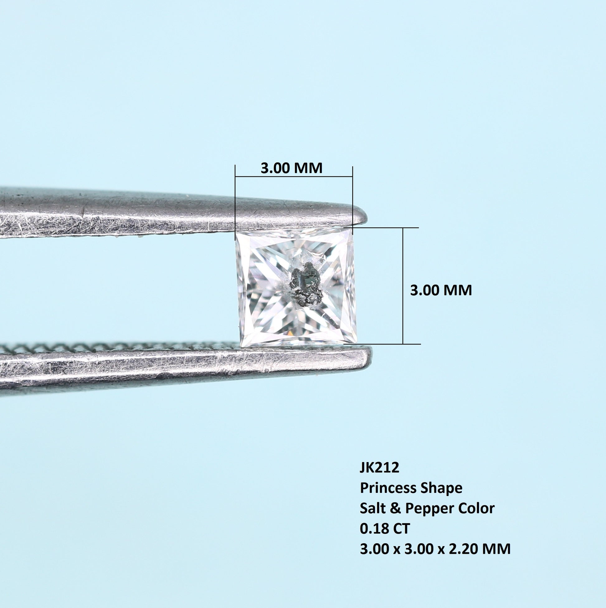 0.18 CT Princess Cut Salt and Pepper Diamond - Perfect for Engagement Rings, Necklaces, Earrings, and Custom Jewelry - JayKrishna Diamond