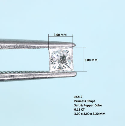 0.18 CT Princess Cut Salt and Pepper Diamond - Perfect for Engagement Rings, Necklaces, Earrings, and Custom Jewelry - JayKrishna Diamond