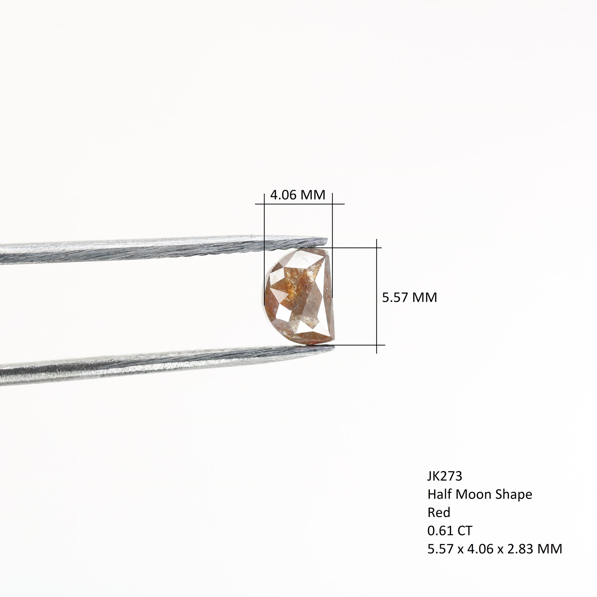 0.61 CT Half Moon Red Diamond for an Engagement Necklace: Custom Handmade Half Moon Ring Design - JayKrishna Diamond