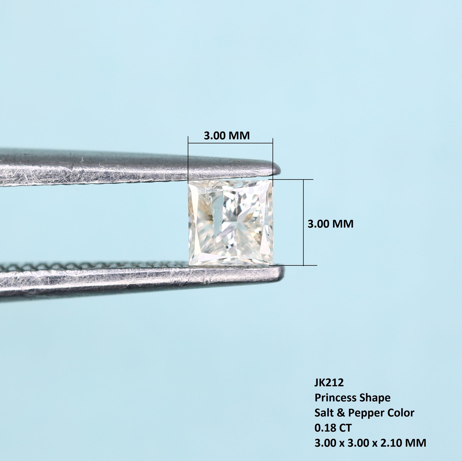 0.18 CT Princess Cut Salt and Pepper Loose Diamond - Ideal for Engagement Rings, Necklaces, Earrings, and Custom Jewelry - JayKrishna Diamond