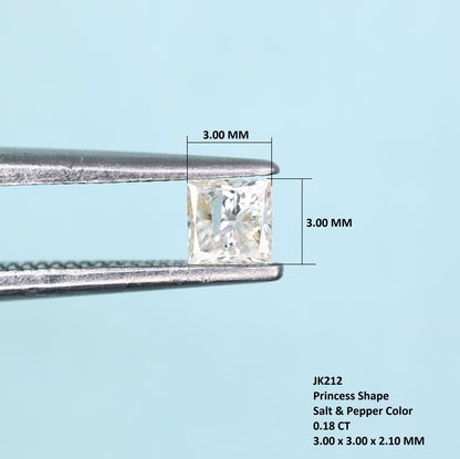 0.18 CT Princess Cut Salt and Pepper Loose Diamond - Ideal for Engagement Rings, Necklaces, Earrings, and Custom Jewelry - JayKrishna Diamond