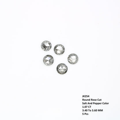 1.07 CT 3.40 to 3.60 MM Loose Salt And Pepper Round Rose Cut Diamond For Engagement Ring - JayKrishna Diamond