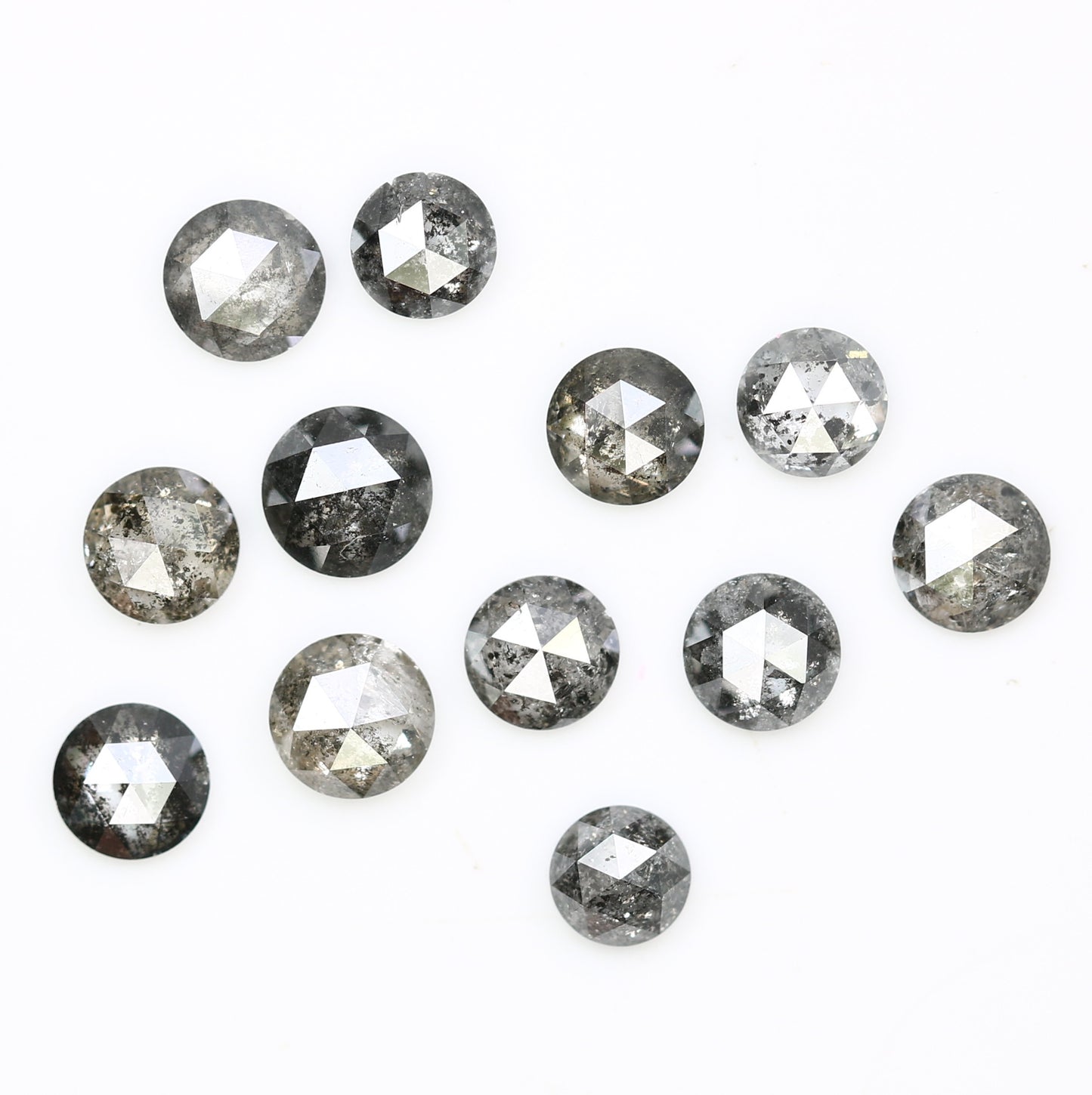 2.04 CT 3.10 MM Round Rose Cut Loose Salt And Pepper Natural Diamond For Engagement Ring - JayKrishna Diamond