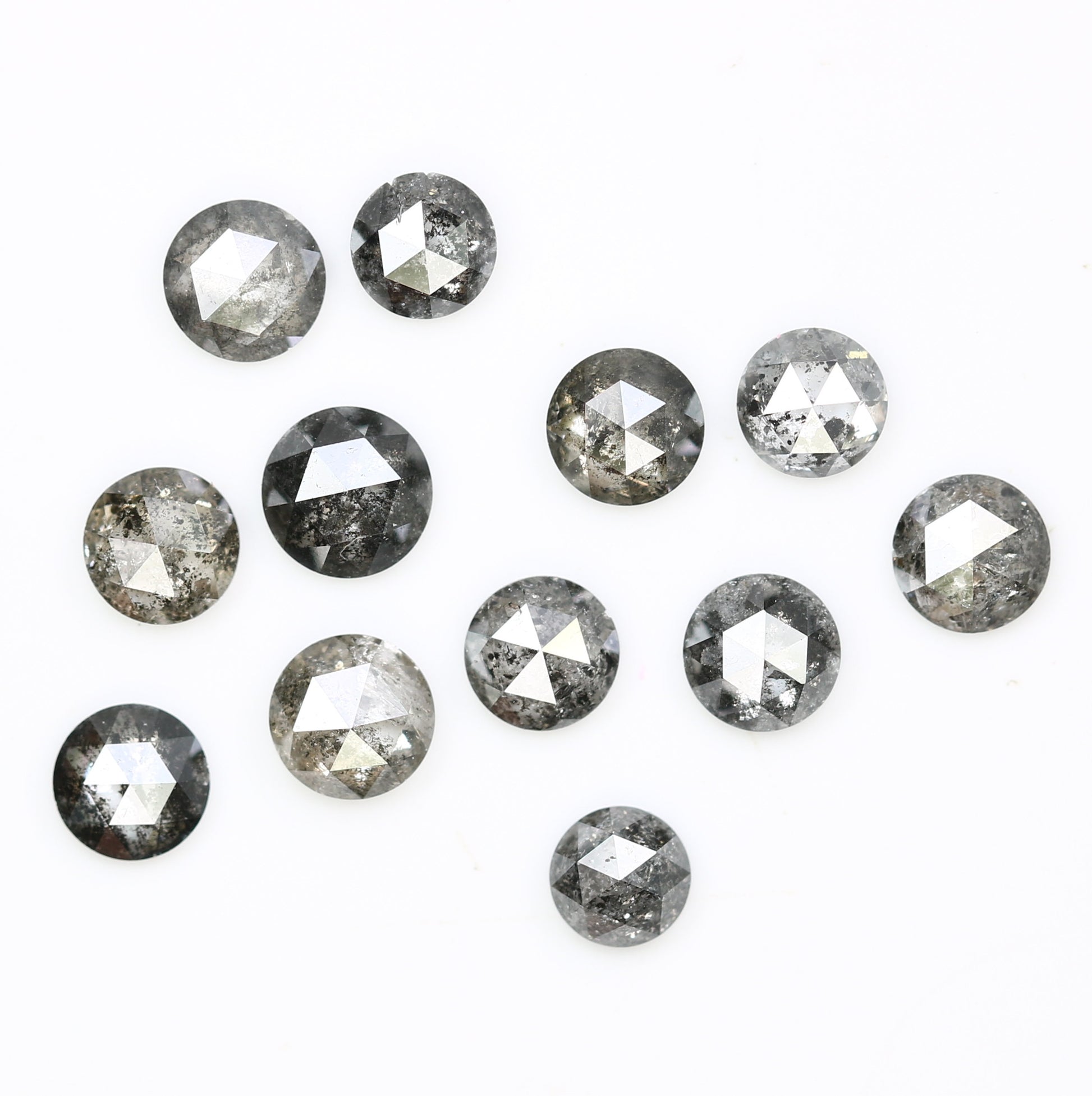 2.04 CT 3.10 MM Round Rose Cut Loose Salt And Pepper Natural Diamond For Engagement Ring - JayKrishna Diamond