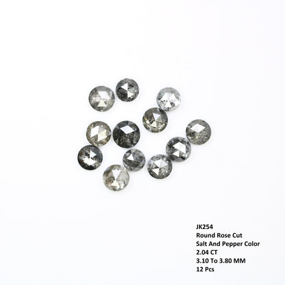 2.04 CT 3.10 MM Round Rose Cut Loose Salt And Pepper Natural Diamond For Engagement Ring - JayKrishna Diamond