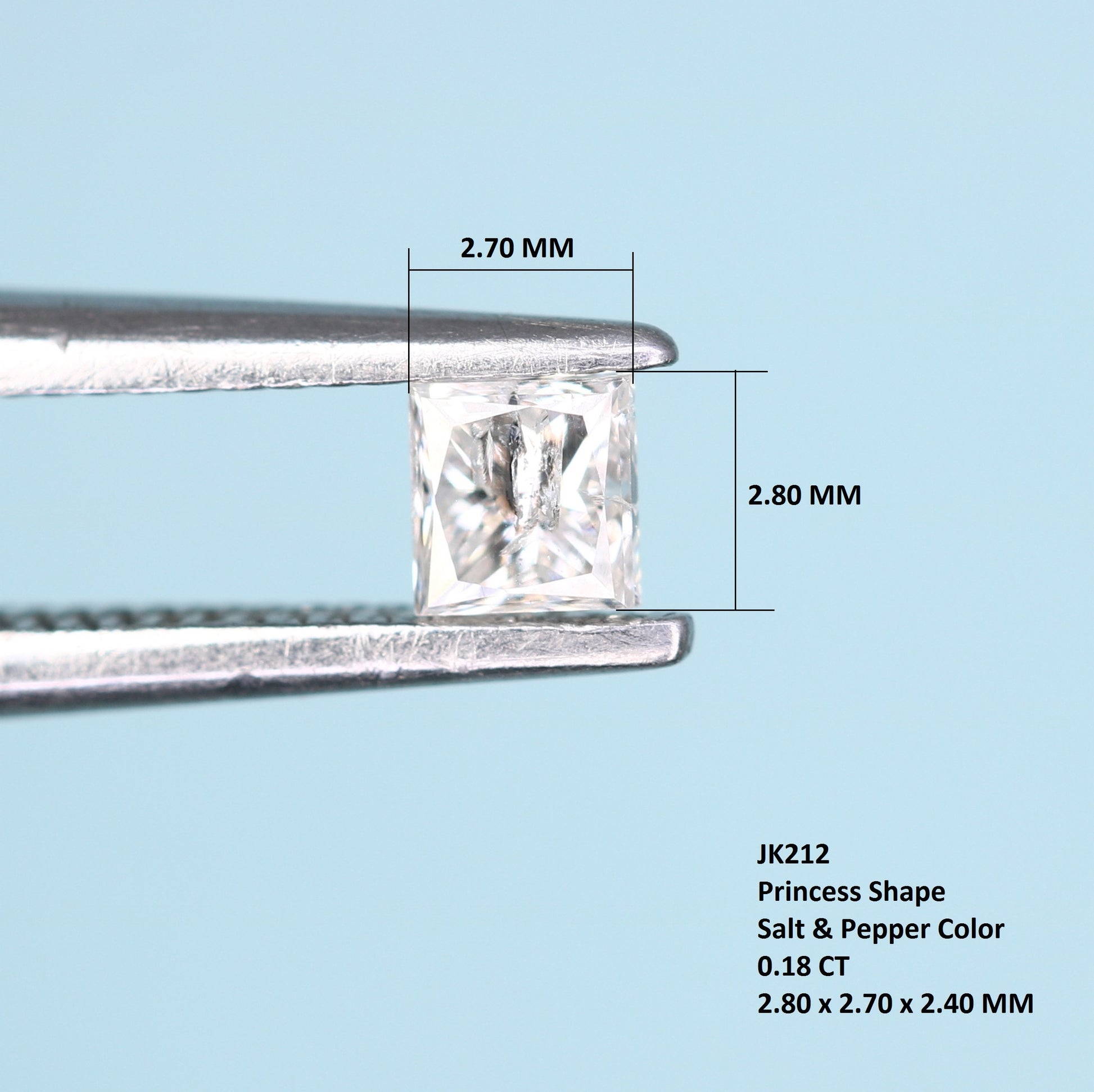 0.18 CT Salt and Pepper Princess Shape Diamond - Perfect for Engagement Rings, Necklaces, Promise Rings, Earrings, and Anniversary Gifts - JayKrishna Diamond