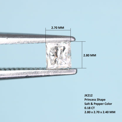 0.18 CT Salt and Pepper Princess Shape Diamond - Perfect for Engagement Rings, Necklaces, Promise Rings, Earrings, and Anniversary Gifts - JayKrishna Diamond