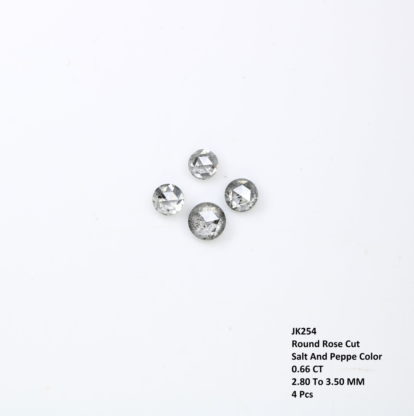 0.66 CT Salt and Pepper Round Rose Cut Diamond for Engagement Ring - Unique Gemstone for Custom Bridal Jewelry Designs - JayKrishna Diamond