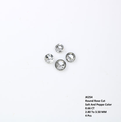 0.66 CT Salt and Pepper Round Rose Cut Diamond for Engagement Ring - Unique Gemstone for Custom Bridal Jewelry Designs - JayKrishna Diamond