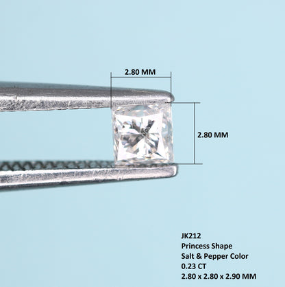 0.23 CT Salt and Pepper Princess Cut Diamond – Ideal for Engagement Rings - JayKrishna Diamond