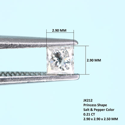0.21 CT Princess Shape Salt and Pepper Diamond – Ideal for Engagement Rings - JayKrishna Diamond