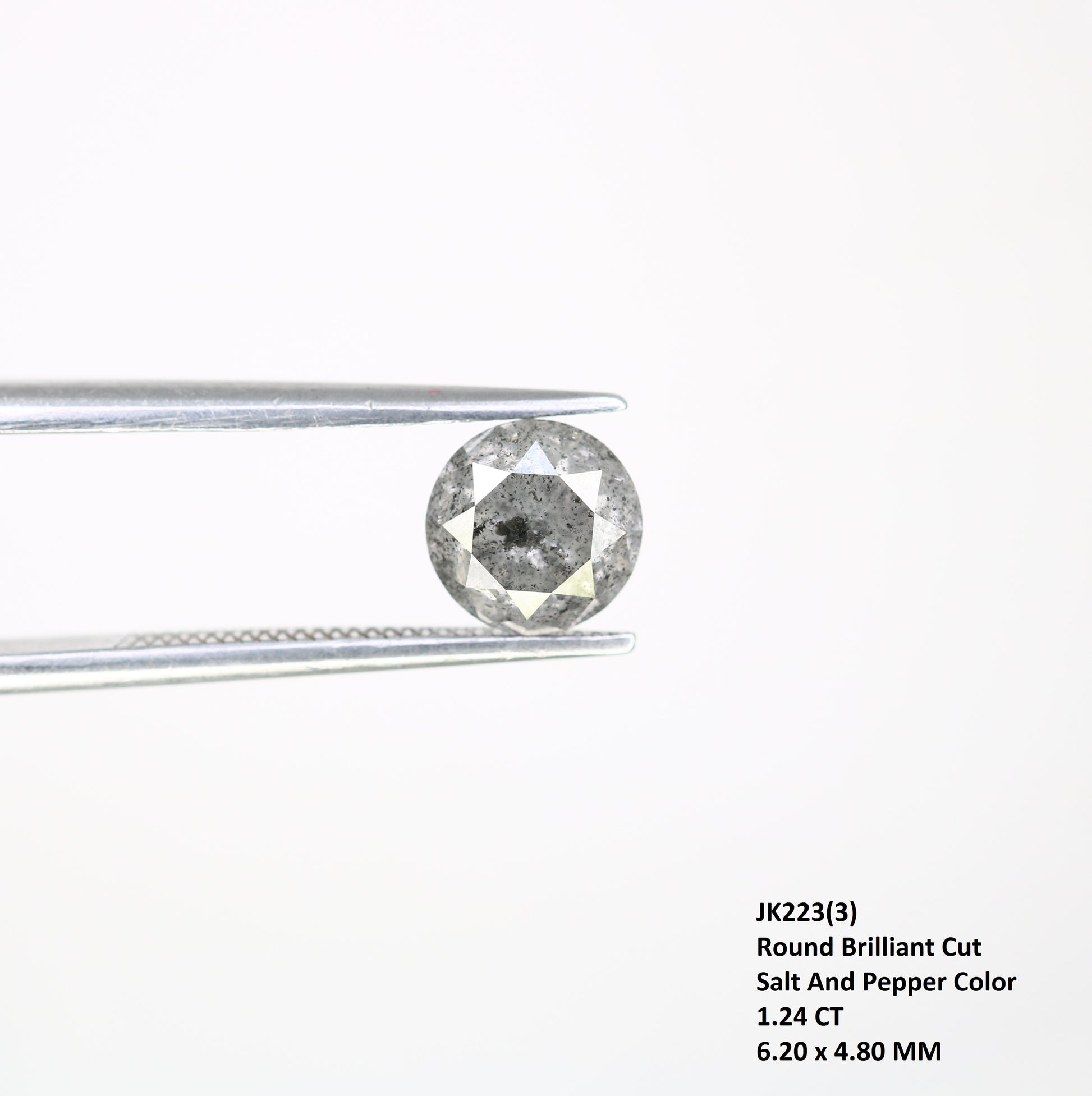 1.24 CT Salt and Pepper Round Brilliant Cut Diamond For Engagement Ring - JayKrishna Diamond