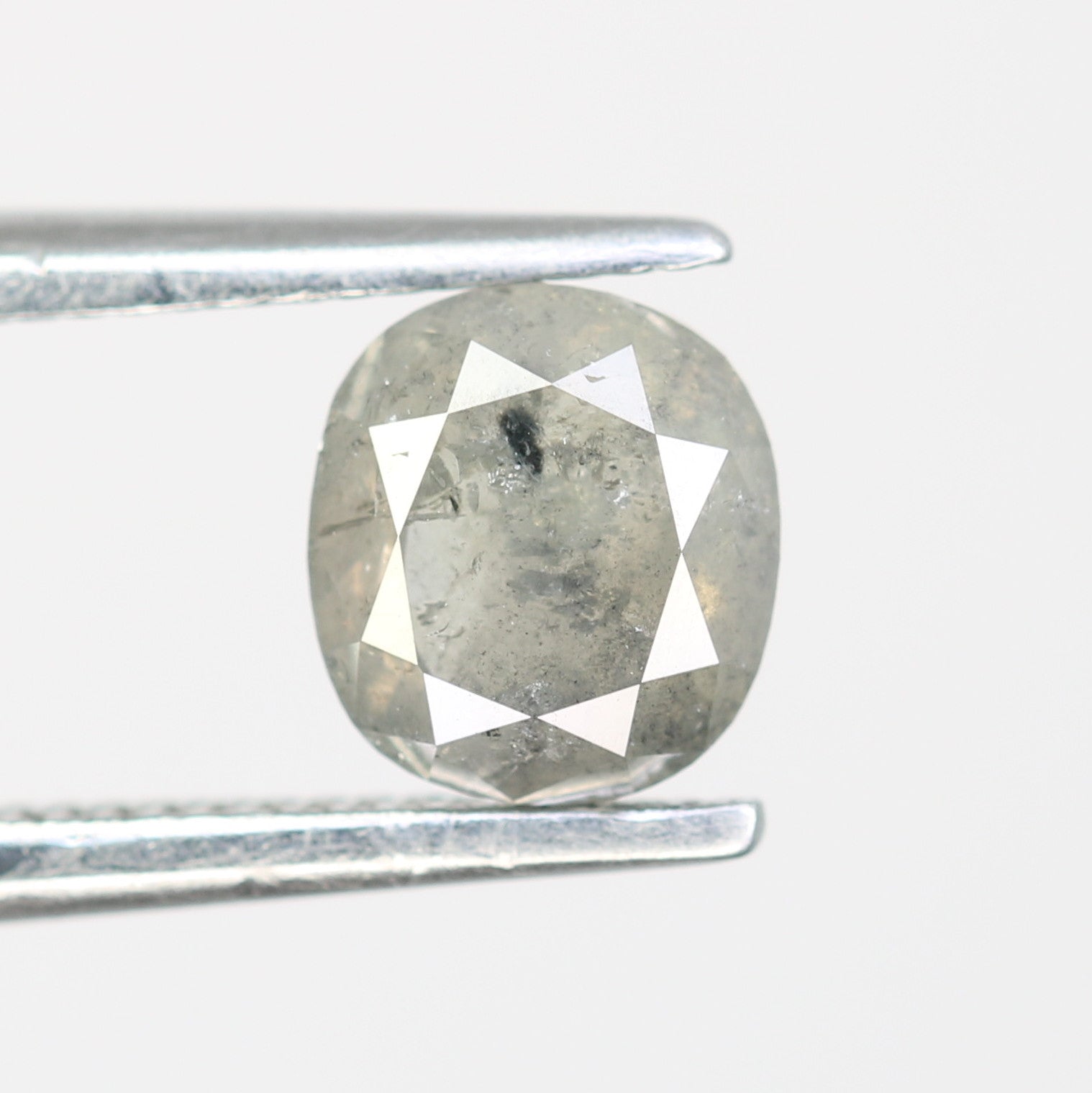 Oval Shape Diamond Ring 0.91 Carat Salt And Pepper Diamond For Engagement Ring - JayKrishna Diamond