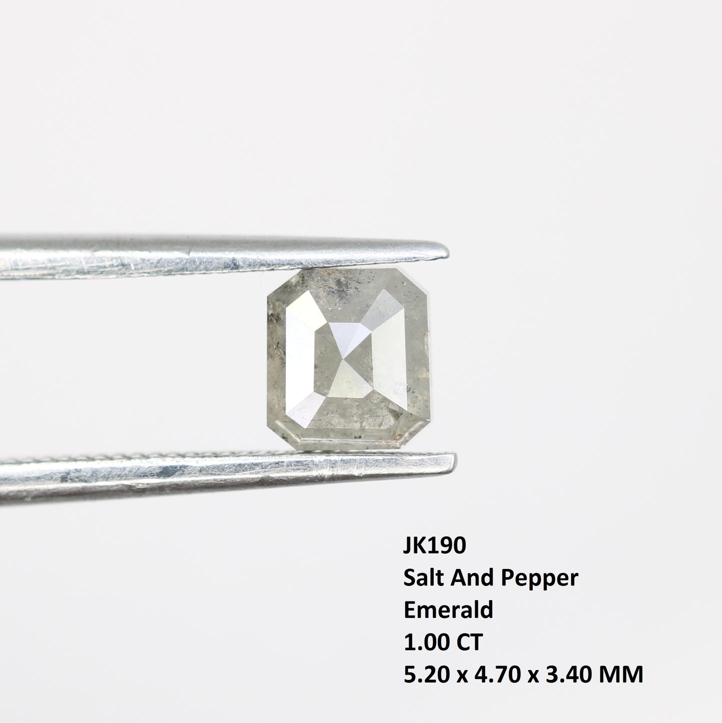 1.00 Carat Emerald Shape Diamond Ring Loose Salt And Pepper Diamond - JayKrishna Diamond