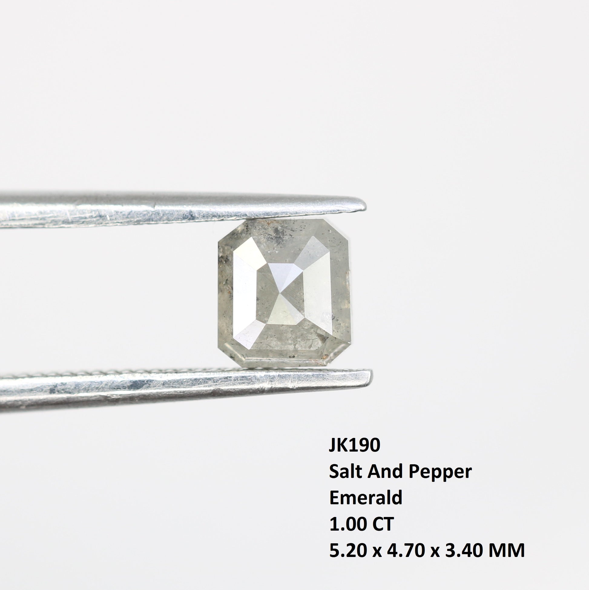 1.00 Carat Emerald Shape Diamond Ring Loose Salt And Pepper Diamond - JayKrishna Diamond