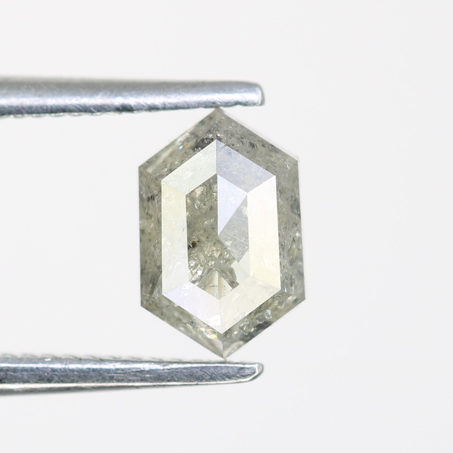 0.88 Carat Elongated Hexagon Shape Salt And Pepper Diamond For Wedding Ring - JayKrishna Diamond