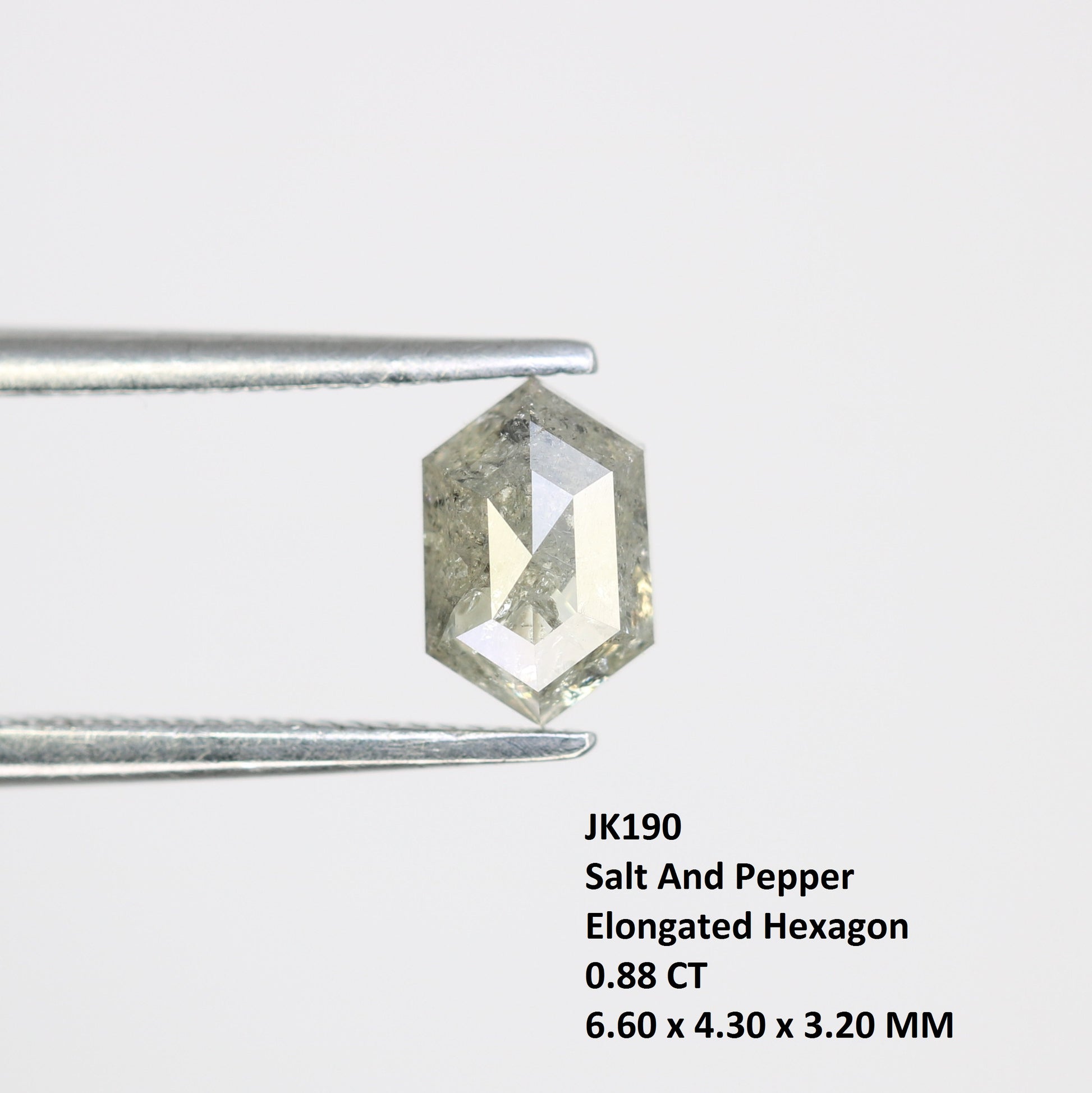 0.88 Carat Elongated Hexagon Shape Salt And Pepper Diamond For Wedding Ring - JayKrishna Diamond