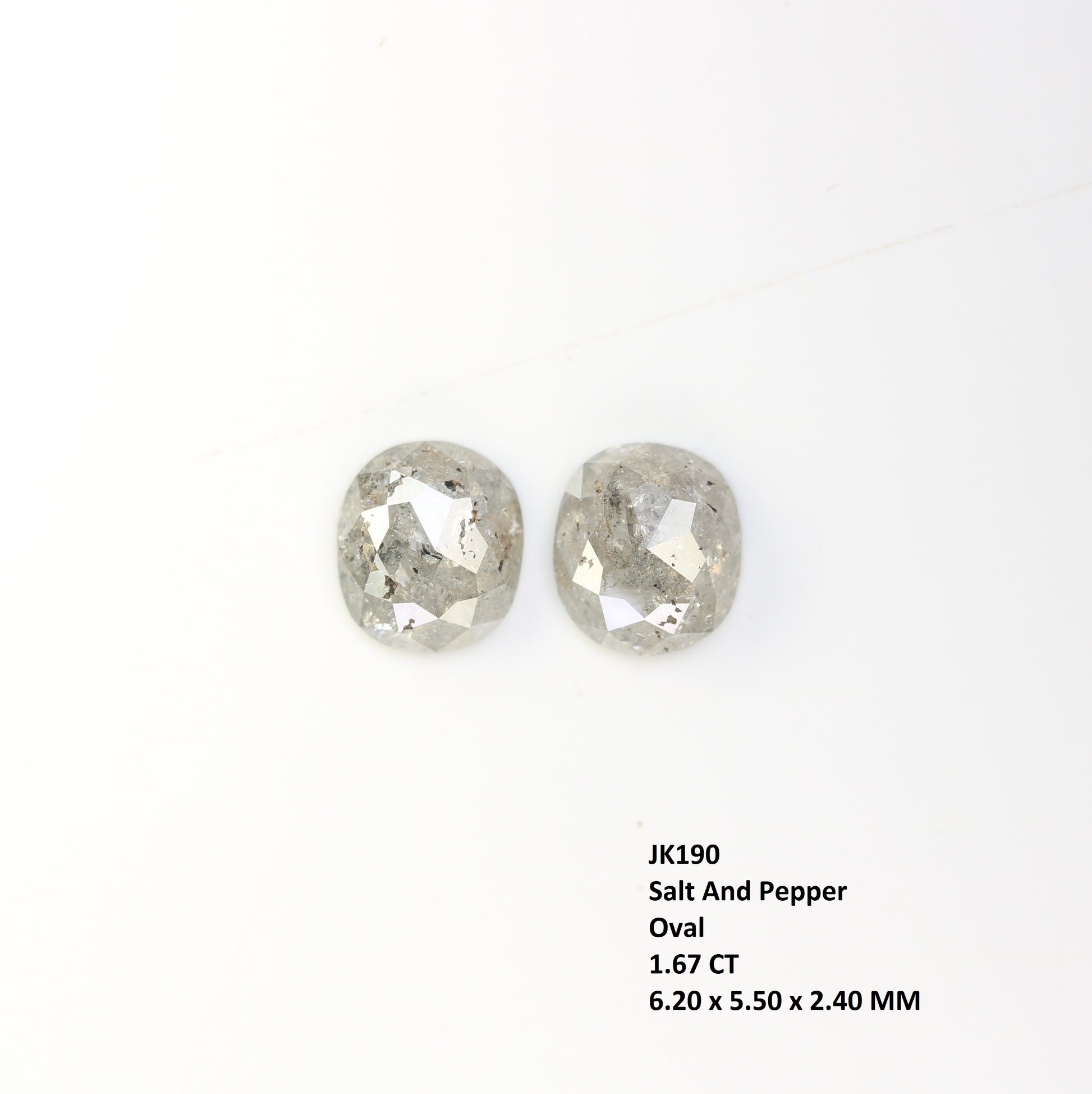 1.67 Carat Oval Shape Loose Salt And Pepper Diamond Pair For Galaxy Ring - JayKrishna Diamond