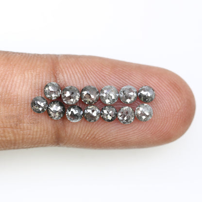 2.79 CT Natural Salt And Pepper Round Rose Cut Diamond For Engagement Ring - JayKrishna Diamond