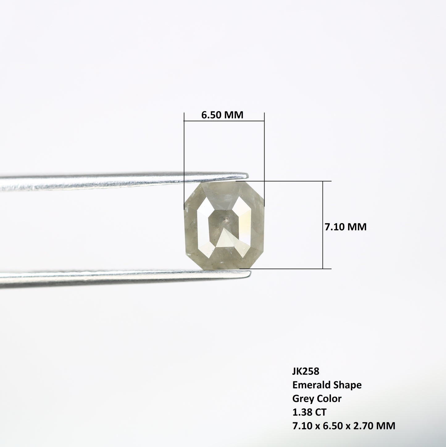 1.38 CT 7.10 MM Grey Emerald Shape Diamond For Diamond Jewelry - JayKrishna Diamond