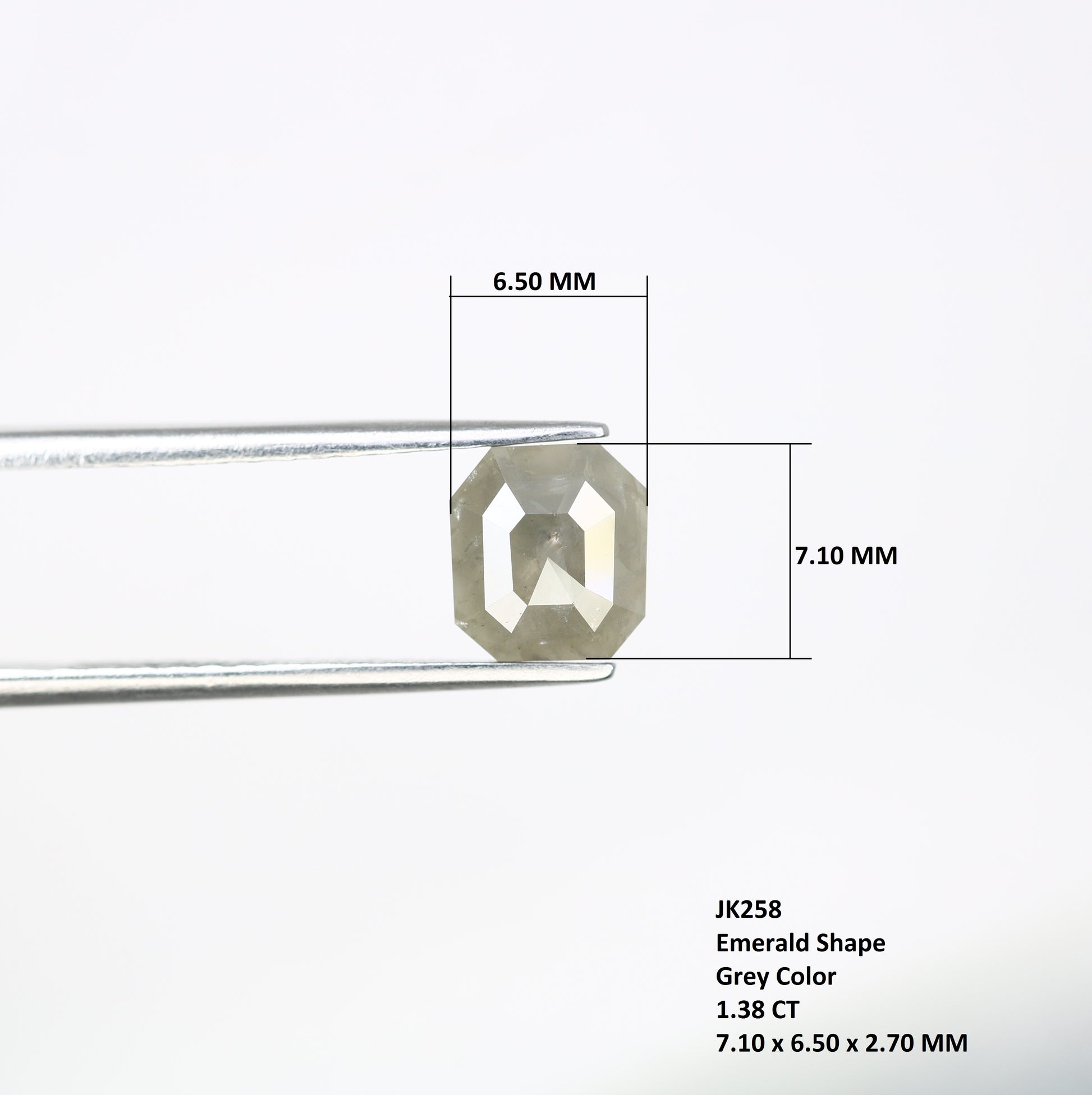 1.38 CT 7.10 MM Grey Emerald Shape Diamond For Diamond Jewelry - JayKrishna Diamond