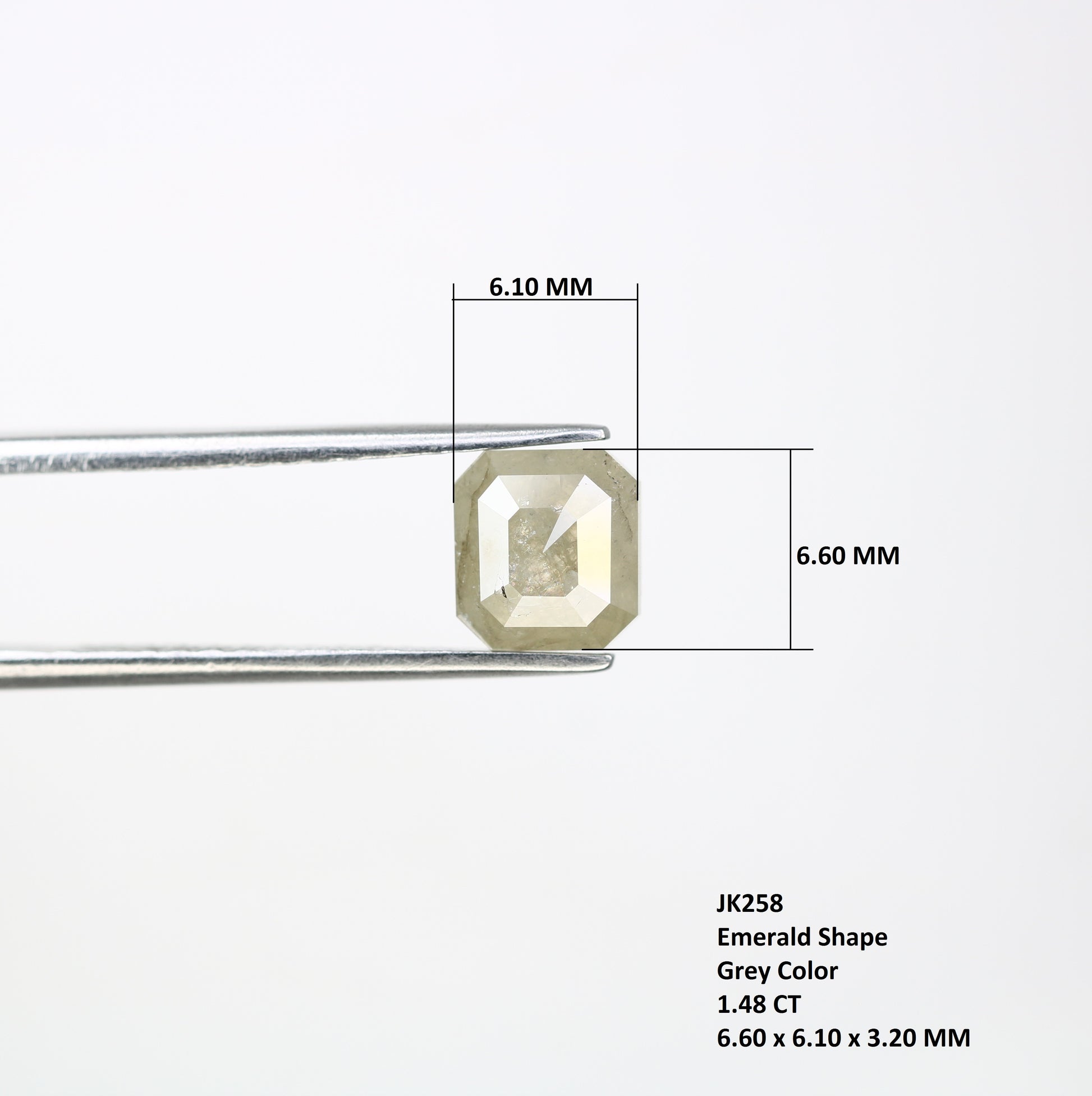 1.48 CT Grey Emerald Cut Natural Diamond For Diamond Jewelry - JayKrishna Diamond