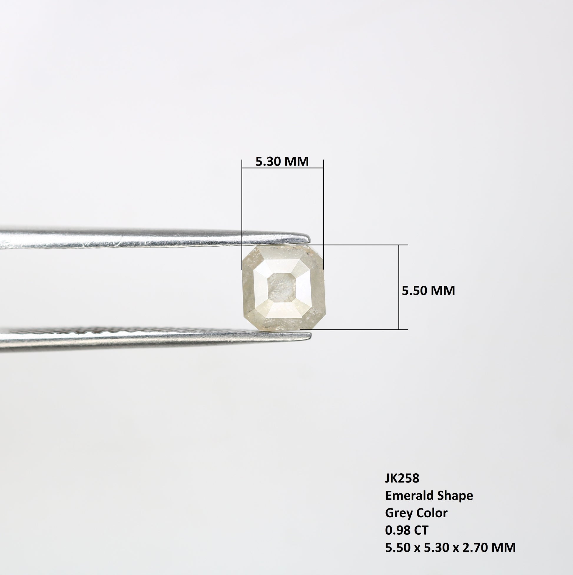 0.98 CT Loose Grey Emerald Cut Diamond For Engagement Ring - JayKrishna Diamond