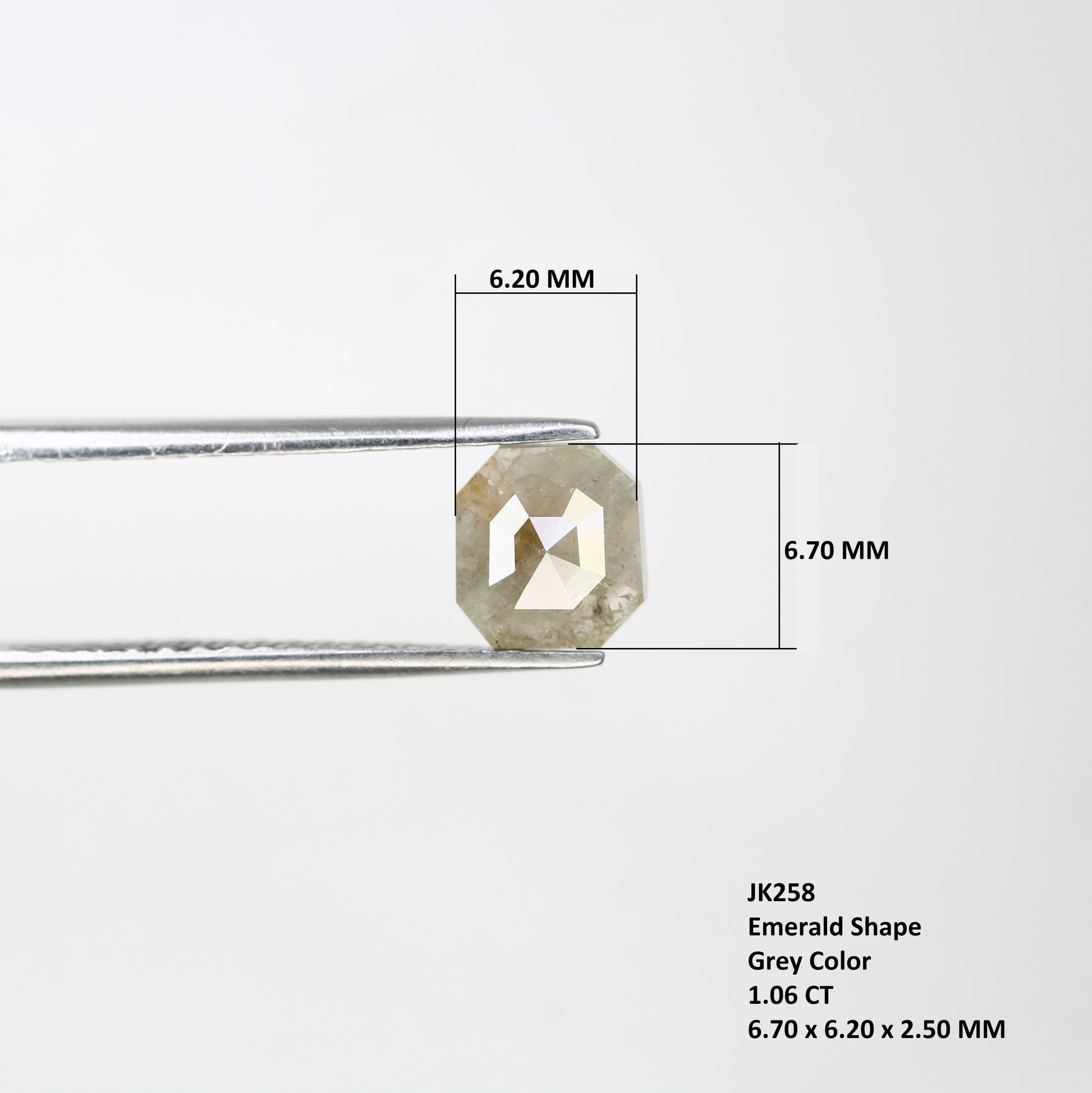 1.06 CT Grey Emerald Cut Natural Diamond For Engagement Ring - JayKrishna Diamond